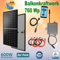 PVE Balkonkraftwerk Komplettpaket Photovoltaikanlage Set 760 Wp / 600 W Modul 